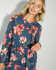 e Luna Floral Jersey Babydoll Hoodie Casual Top