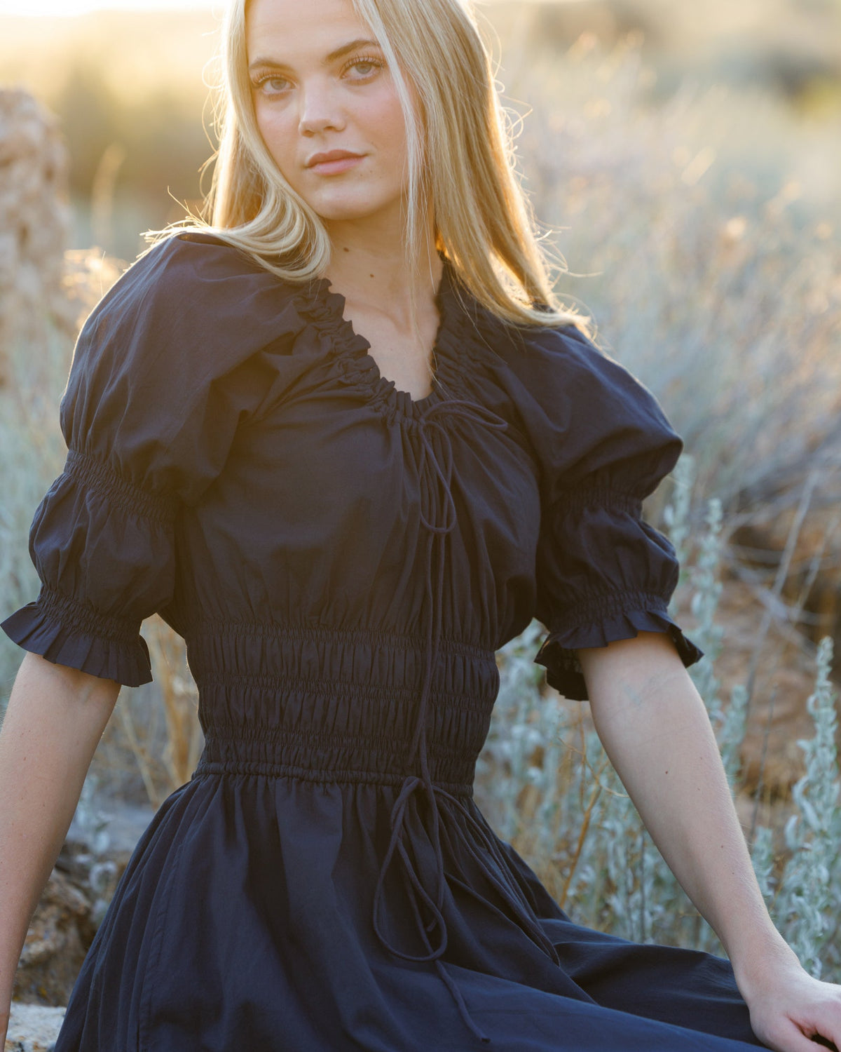 Long Way Home Cotton Midi Dress in Blue Nights