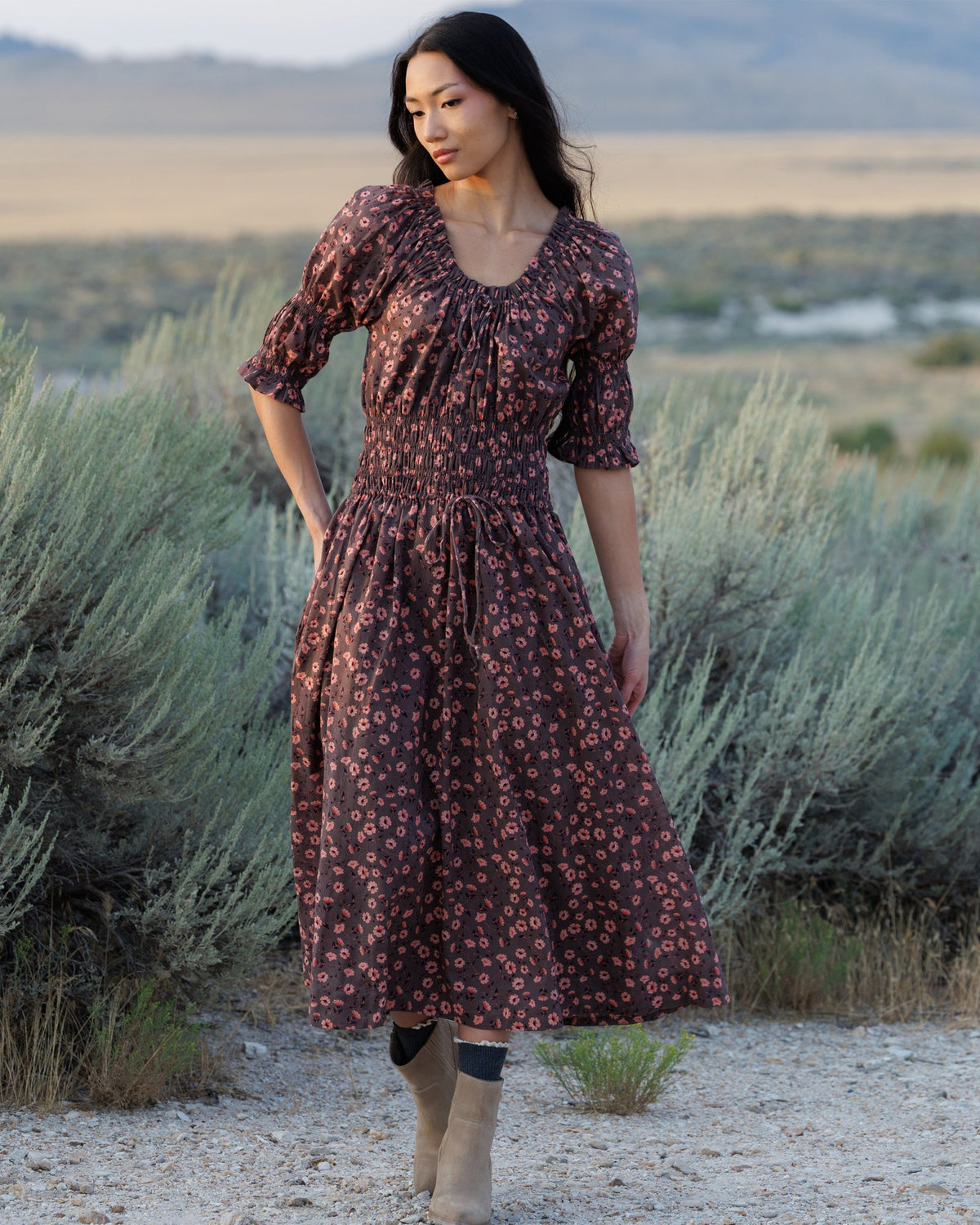 Long Way Home Floral Cotton Midi Dress