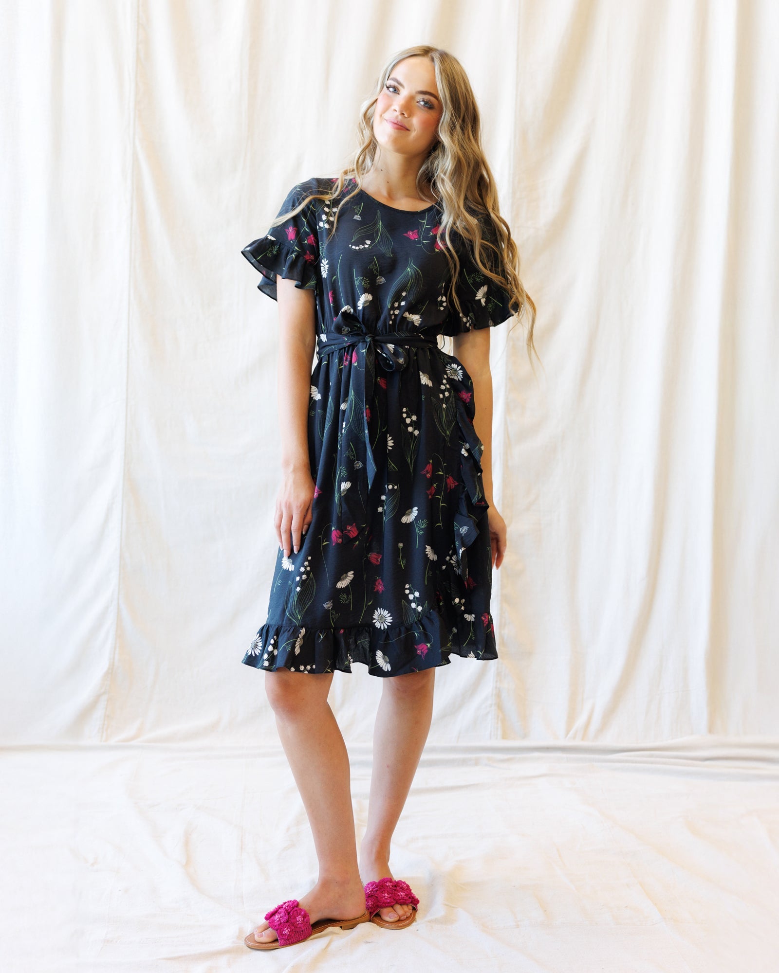 Ruffle & Wrap Wildflower Faux Wrap Dress