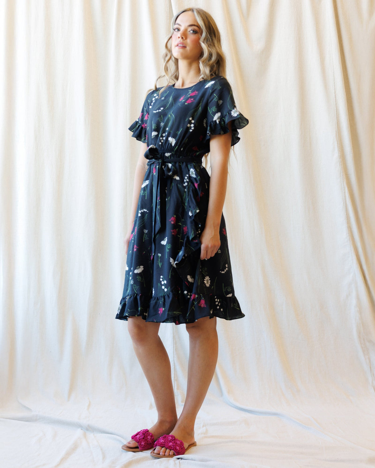 Ruffle & Wrap Wildflower Faux Wrap Dress