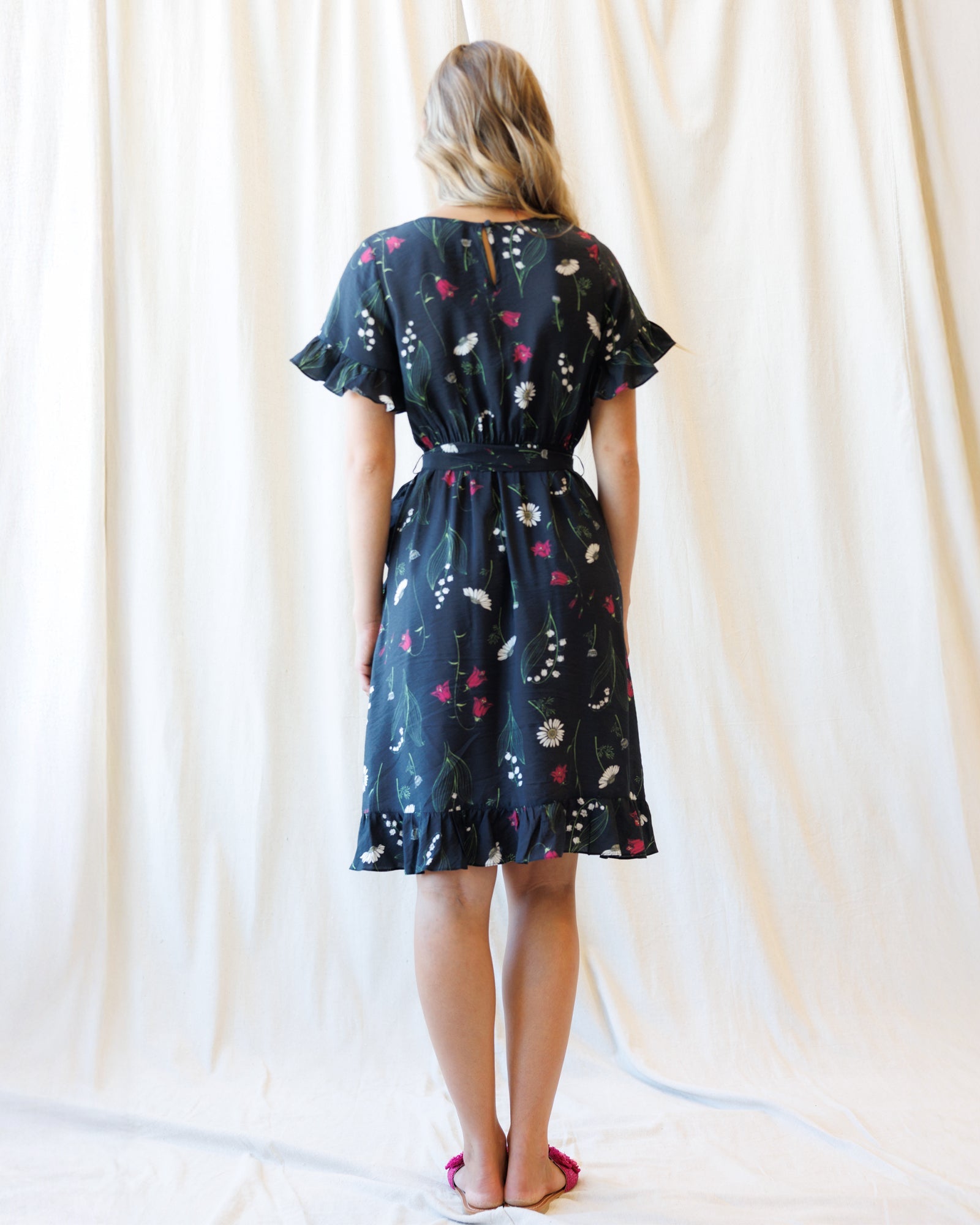 Ruffle & Wrap Wildflower Faux Wrap Dress