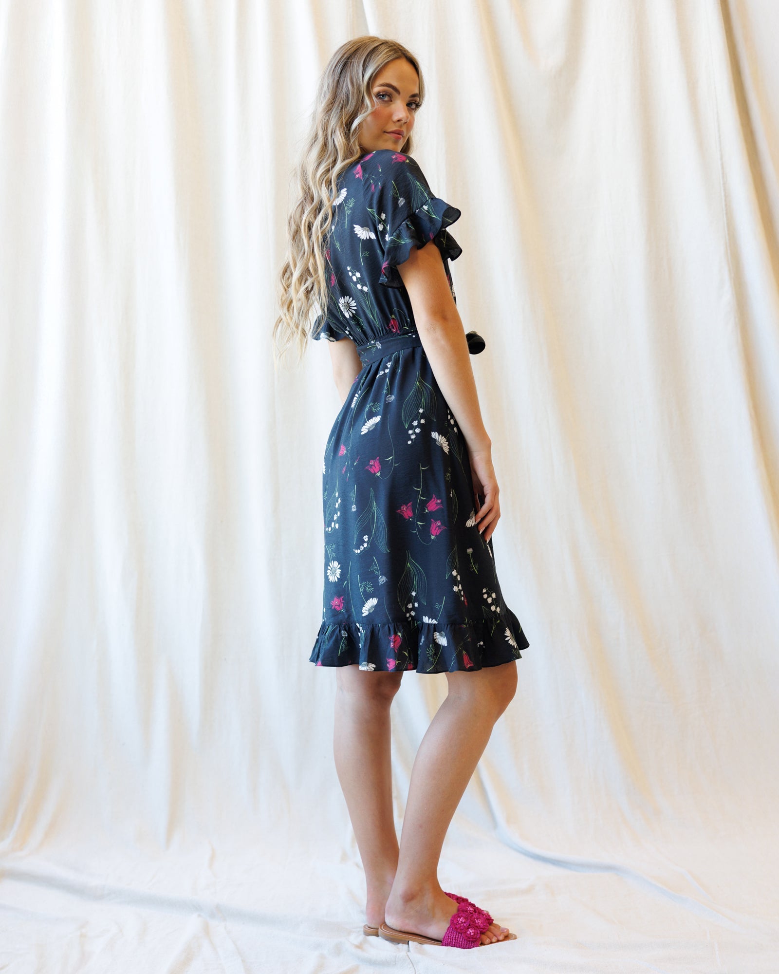 Ruffle & Wrap Wildflower Faux Wrap Dress