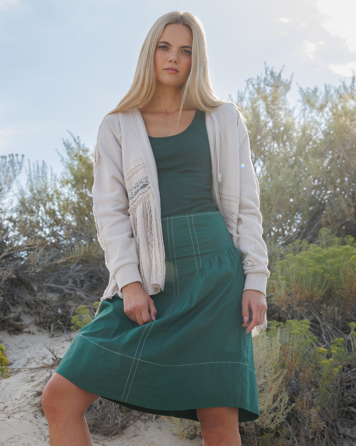 Trailblazer A-Line Skirt in Rain Forest