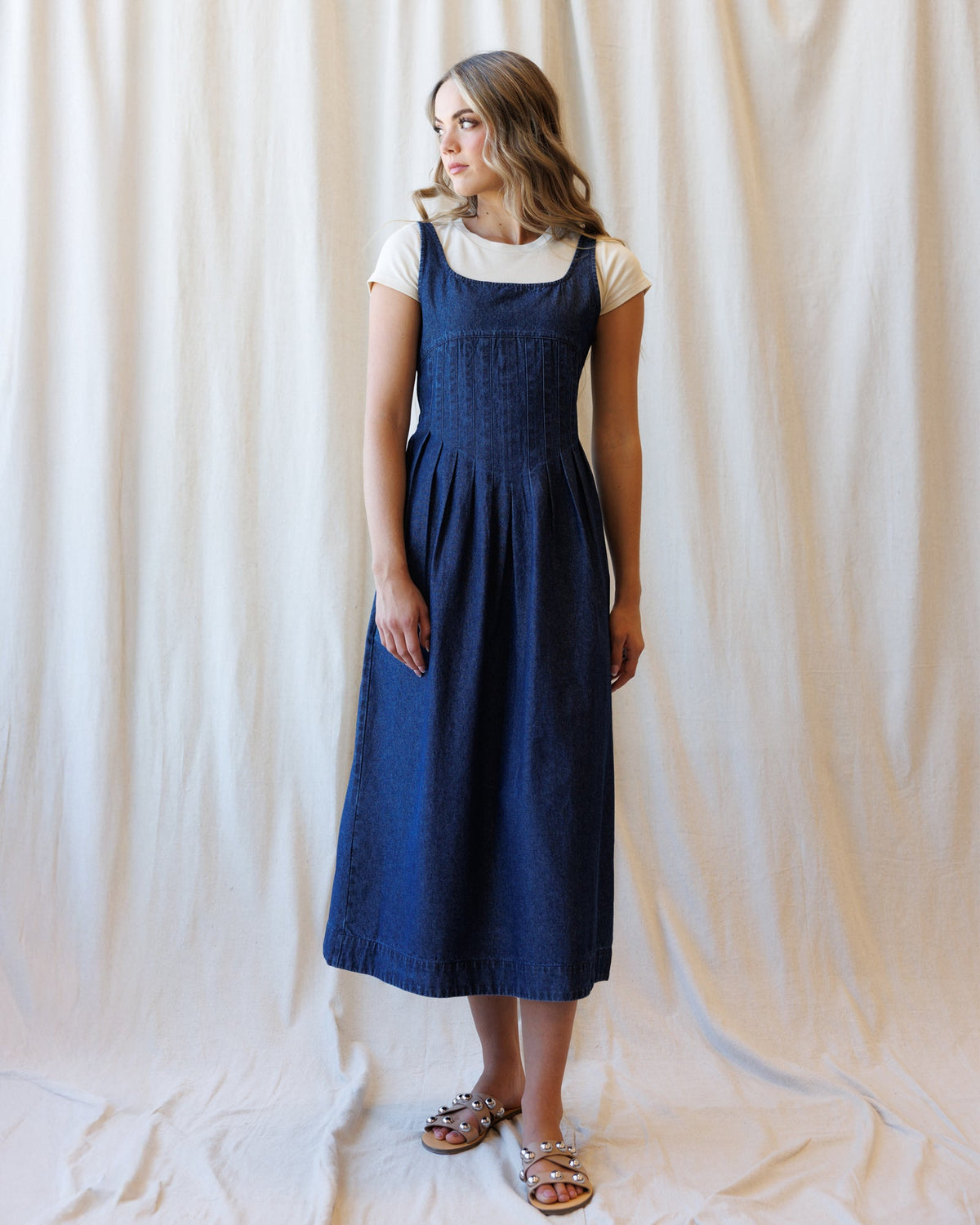 Best Ever Denim Maxi Dress – Smocked Back & Pockets