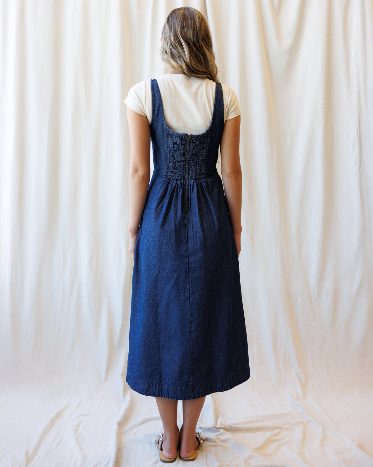 Best Ever Denim Maxi Dress – Smocked Back & Pockets