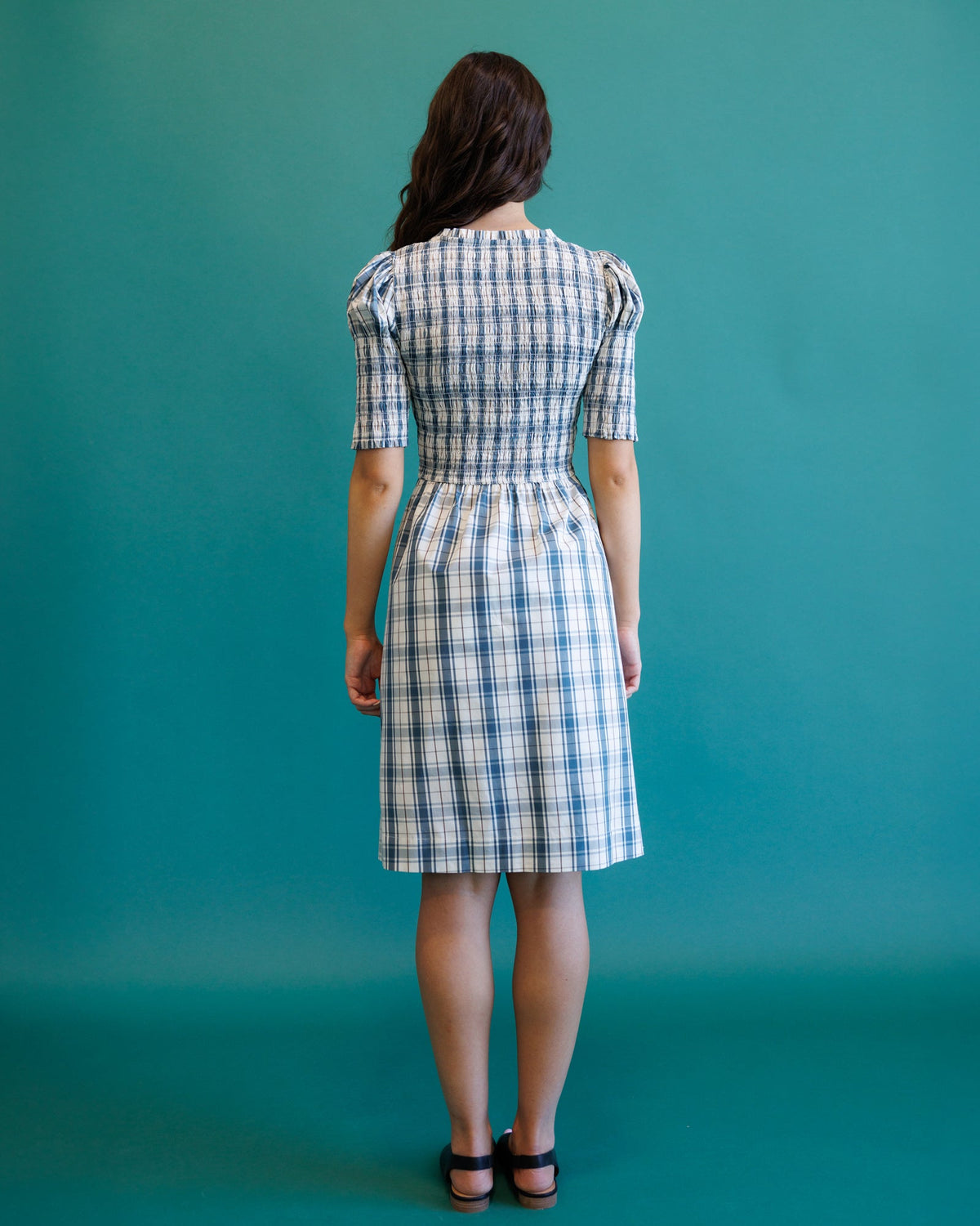 Oxford Blue Plaid Smocked Dress