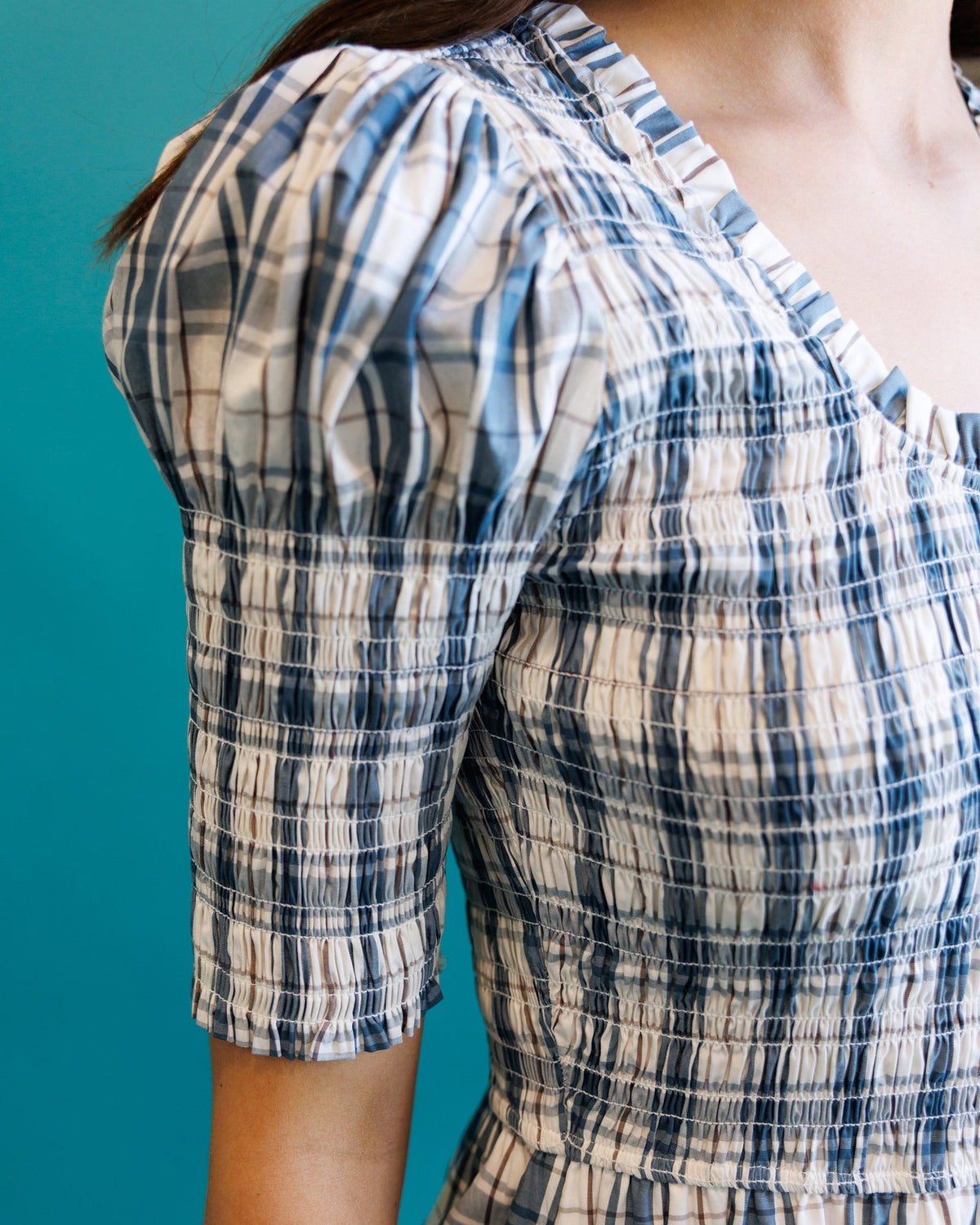 Oxford Blue Plaid Smocked Dress