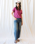 Tint Navy High-Rise Seam Detail Wide-Leg Jeans