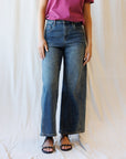 Tint Navy High-Rise Seam Detail Wide-Leg Jeans