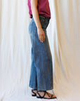 Tint Navy High-Rise Seam Detail Wide-Leg Jeans
