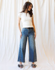 Tint Navy High-Rise Seam Detail Wide-Leg Jeans