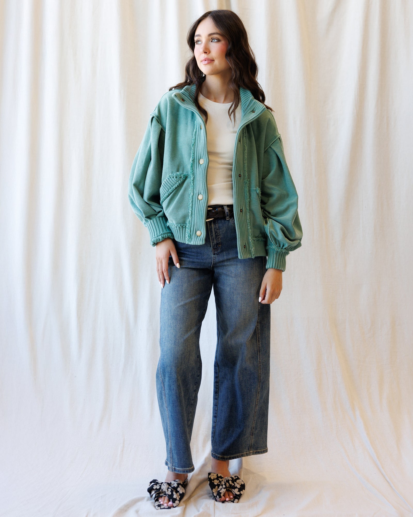 Tint Navy High-Rise Seam Detail Wide-Leg Jeans