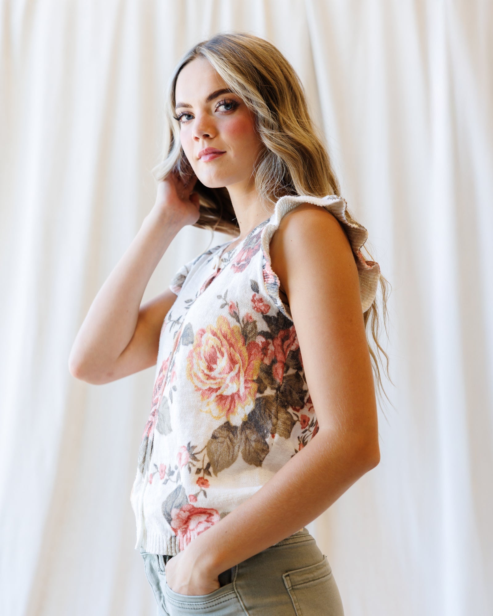 Good Call Cream Rose Floral Cardigan