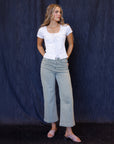 Tie Breaker Top – White Lace-Trim Tie-Front Top