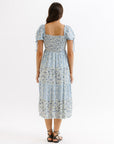 Fresh Bouquet Blue Floral Midi Dress