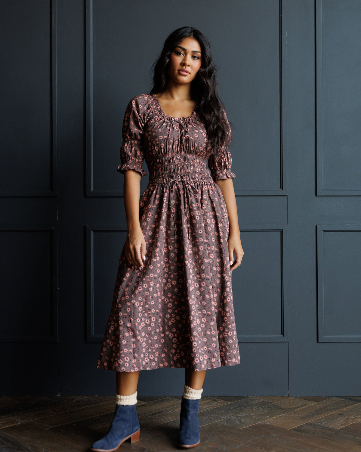 Long Way Home Floral Cotton Midi Dress