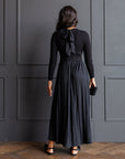 Soho Black Knit & Pleated Satin Maxi Dress