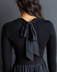 Soho Black Knit & Pleated Satin Maxi Dress