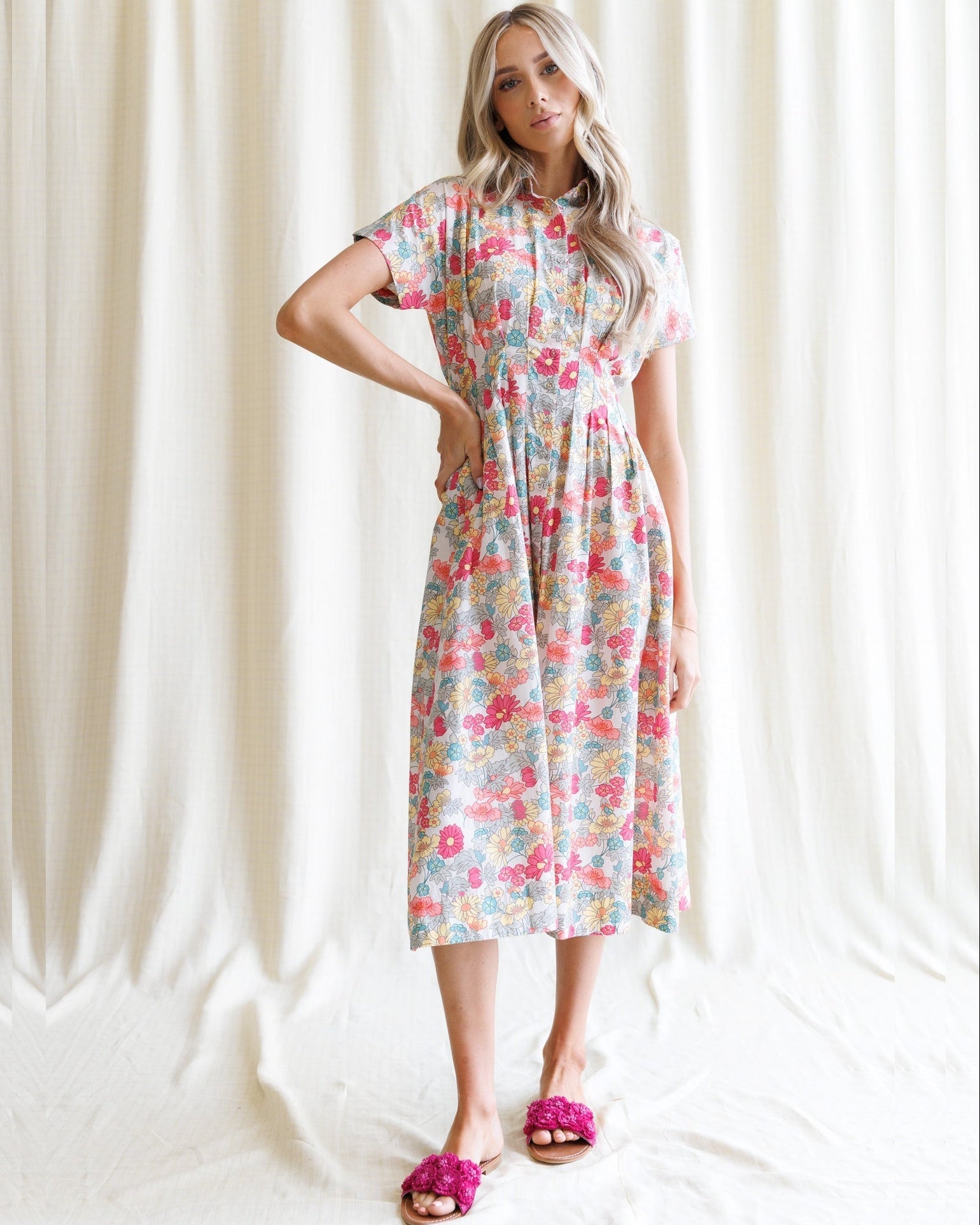 Romantic Pleated Shirtdress