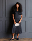 First Love Black Lace Trim Midi Dress
