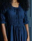 Long Way Home Cotton Midi Dress in Blue Nights