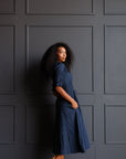 Long Way Home Cotton Midi Dress in Blue Nights