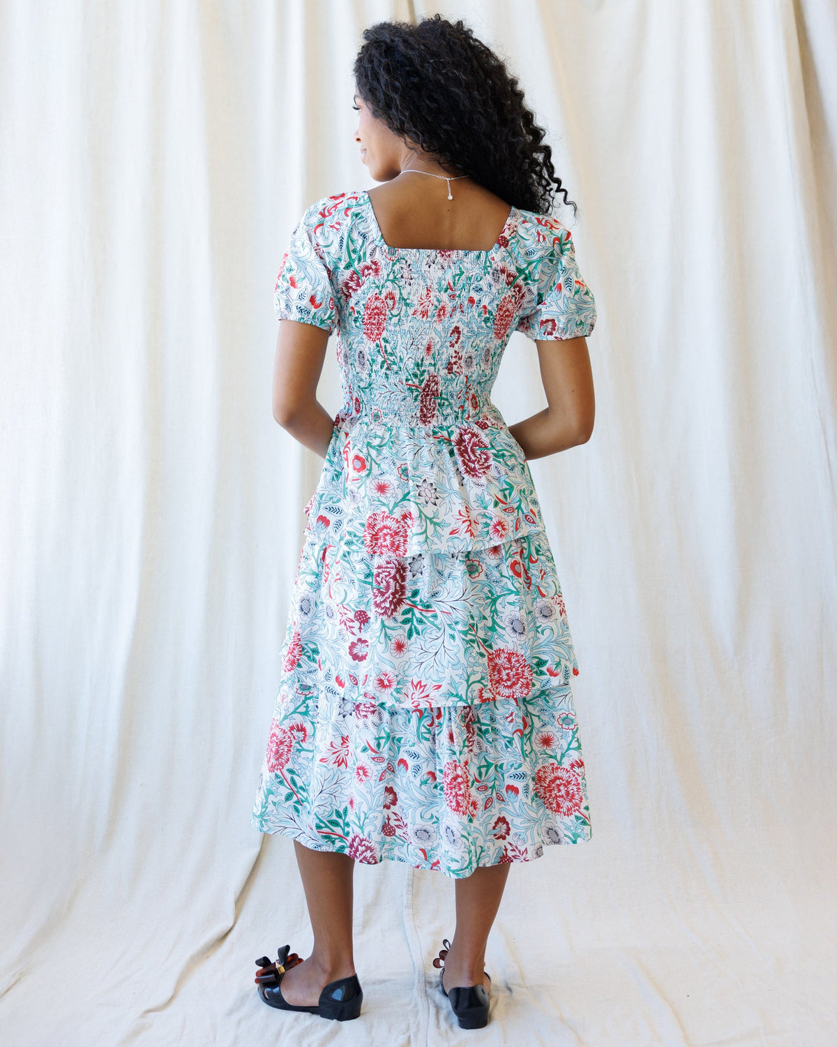 Complimentary Colors Floral Cotton Midi Dress