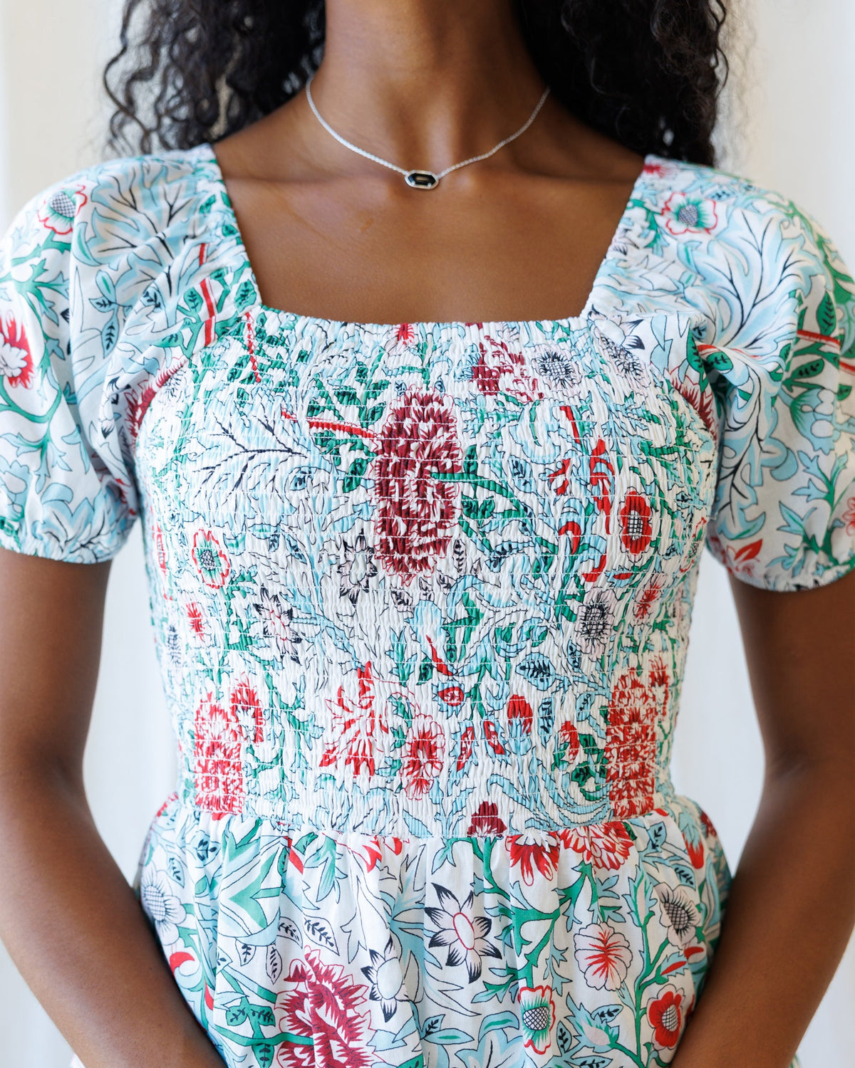 Complimentary Colors Floral Cotton Midi Dress