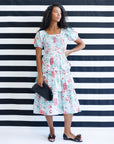 Complimentary Colors Floral Cotton Midi Dress