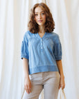 Portside Chambray Popover Top