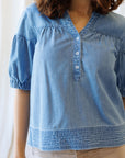 Portside Chambray Popover Top