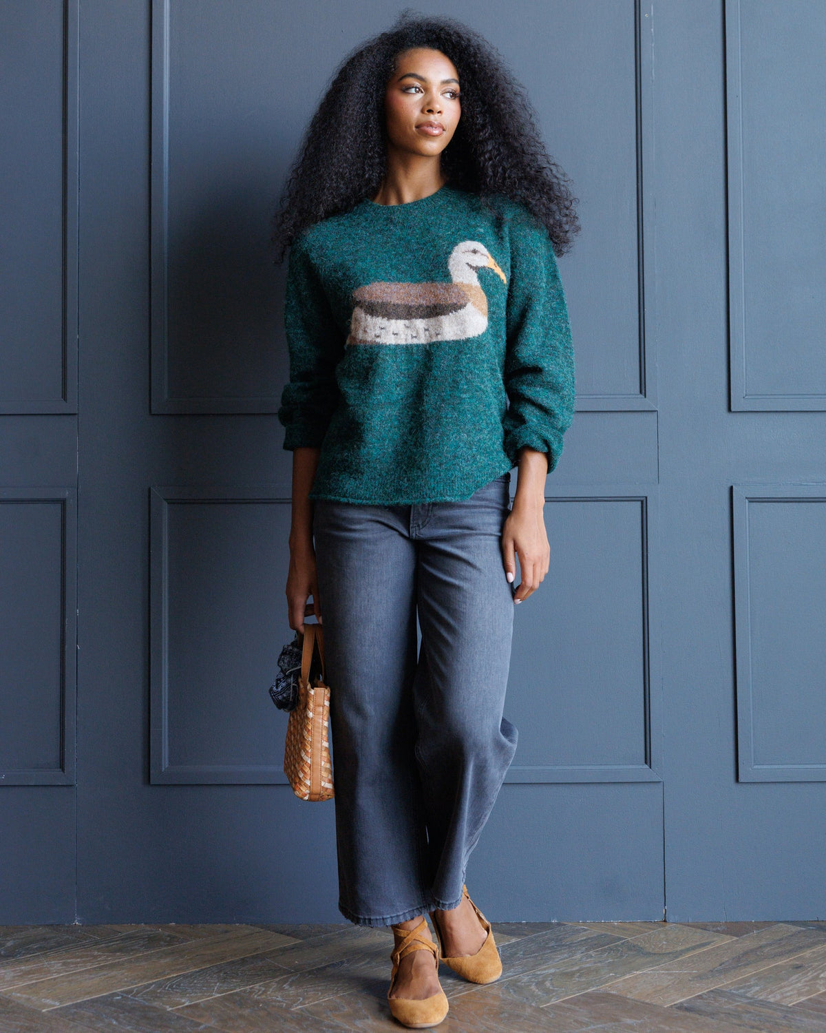 Field Duck Motif Knit Sweater