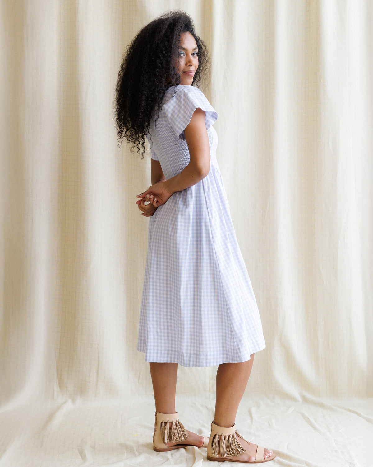 Countryside Purple Gingham Midi Dress