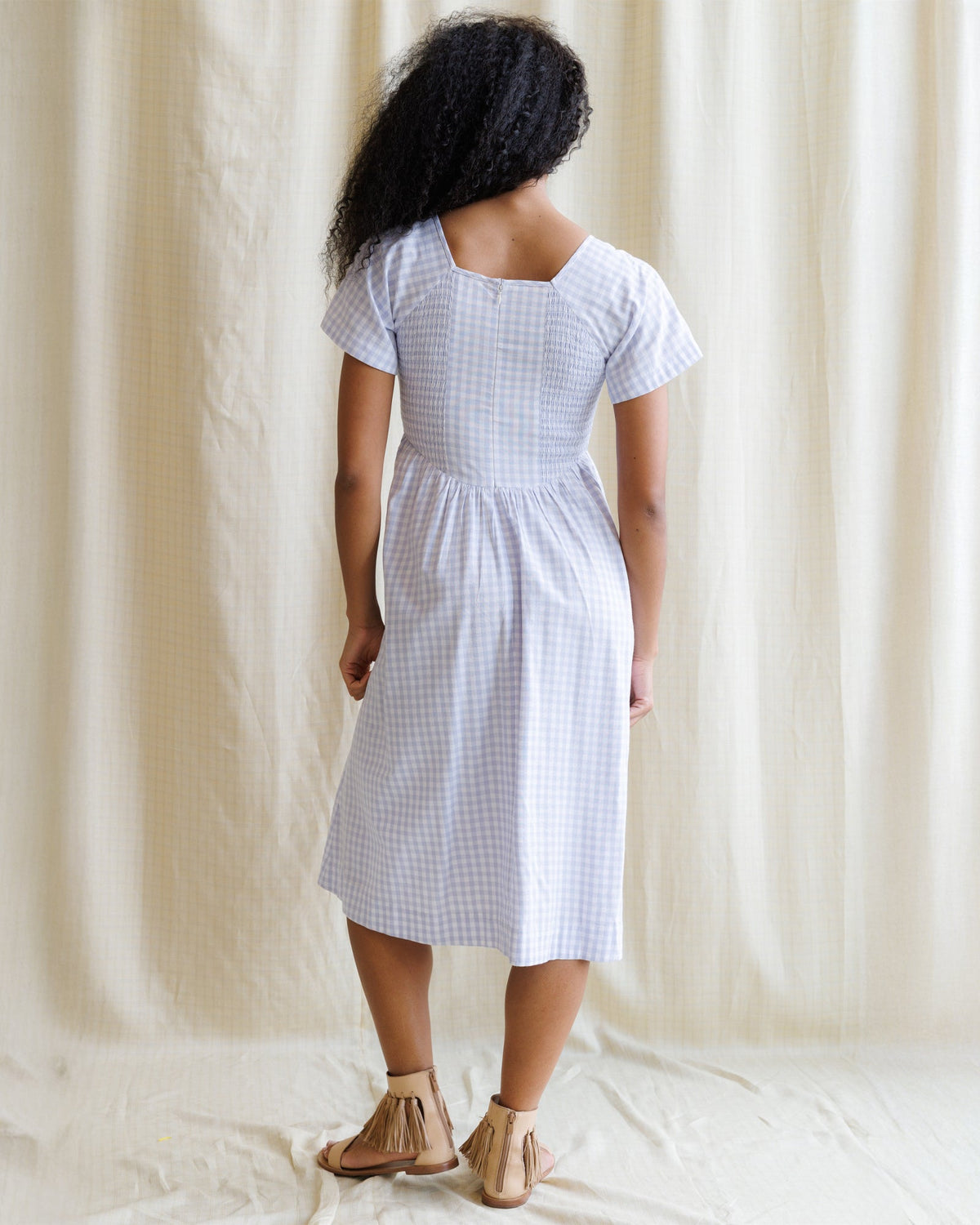 Countryside Purple Gingham Midi Dress