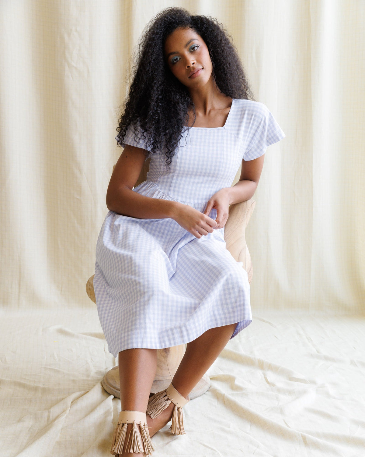 Countryside Purple Gingham Midi Dress
