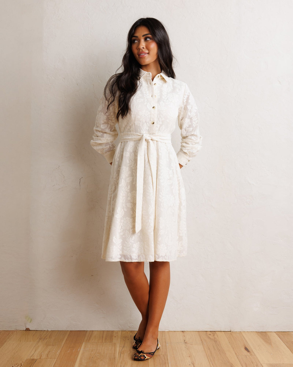 Downeast Vineyard Vibes Lace Shirt Dress