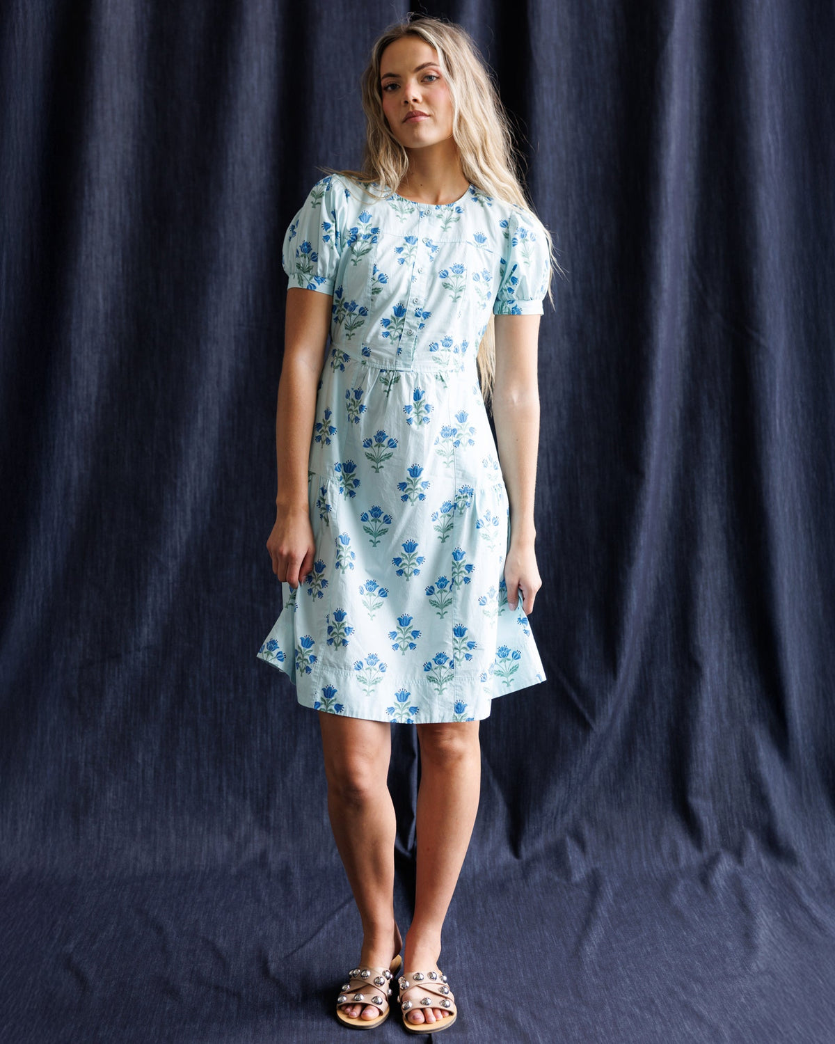 Bluebell Blue Floral A-Line Dress