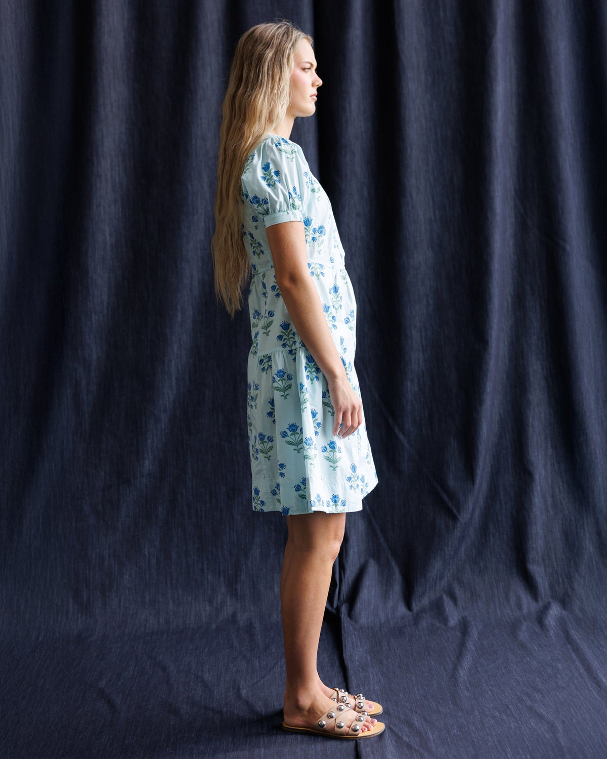 Bluebell Blue Floral A-Line Dress