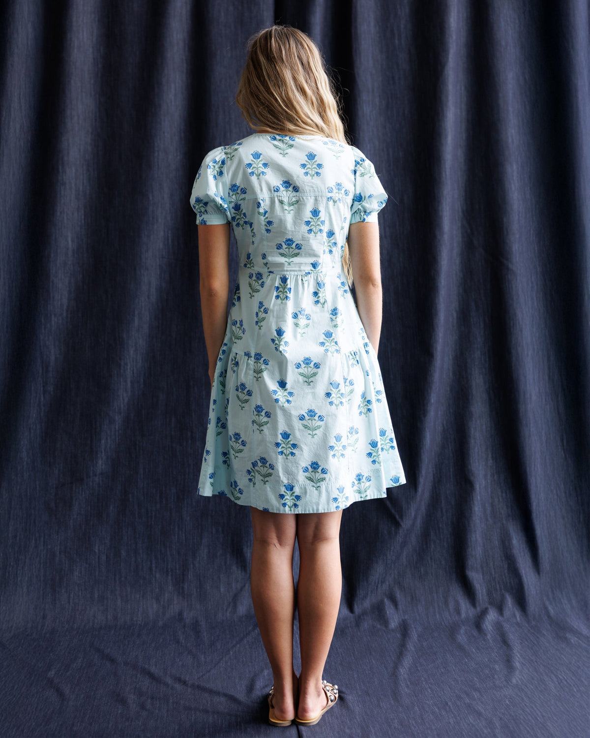 Bluebell Blue Floral A-Line Dress