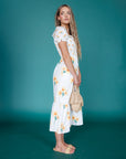 Arboretum White Sunflower Smocked Midi Dress