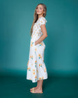 Arboretum White Sunflower Smocked Midi Dress