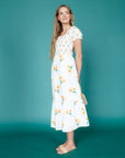 Arboretum White Sunflower Smocked Midi Dress