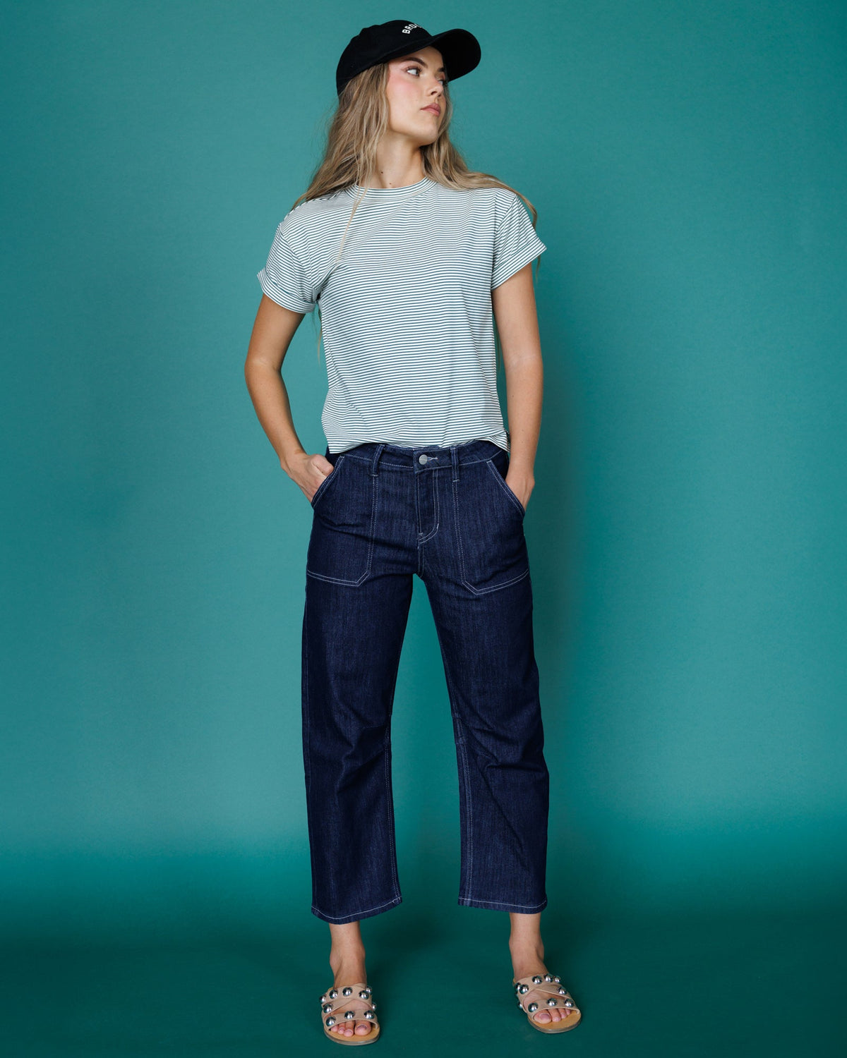 Dark Indigo High Rise Barrel Leg Jeans
