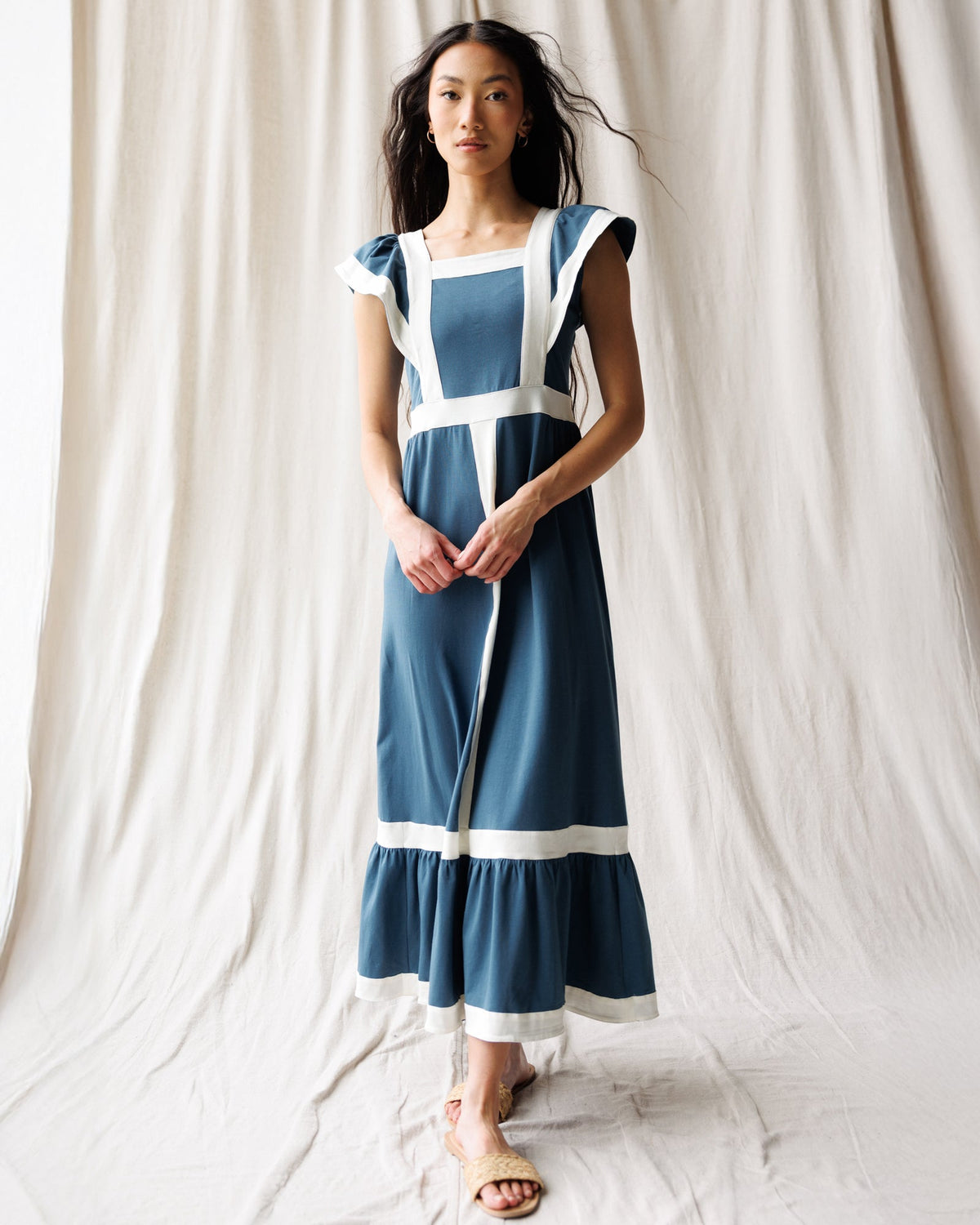Block Party Slate Blue Tiered Maxi Dress