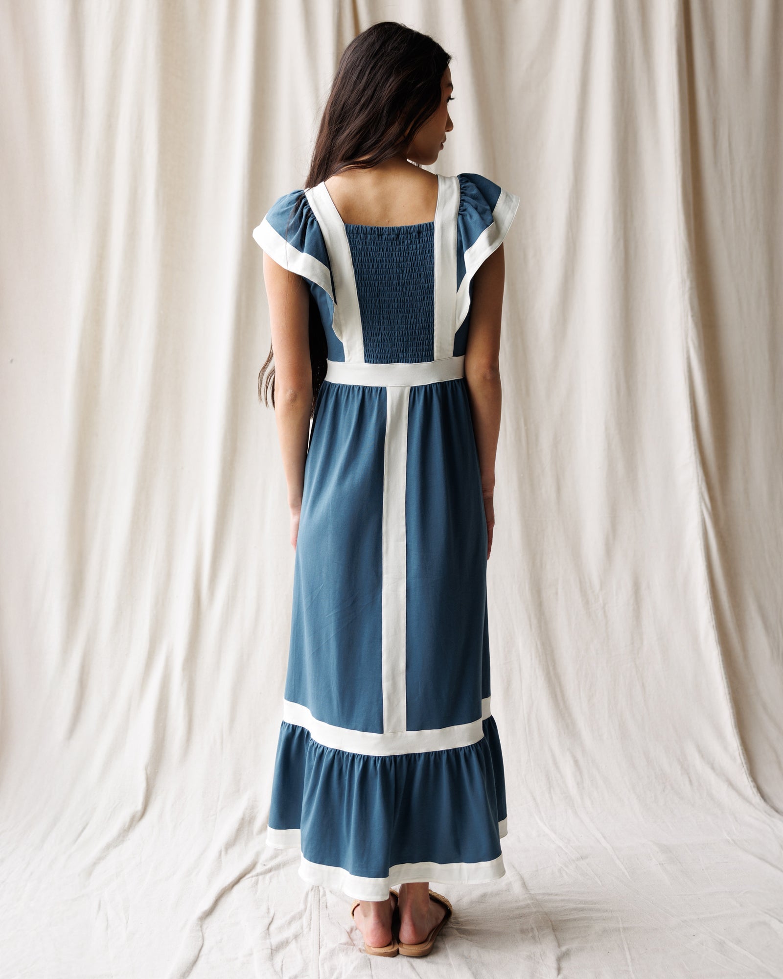 Block Party Slate Blue Tiered Maxi Dress