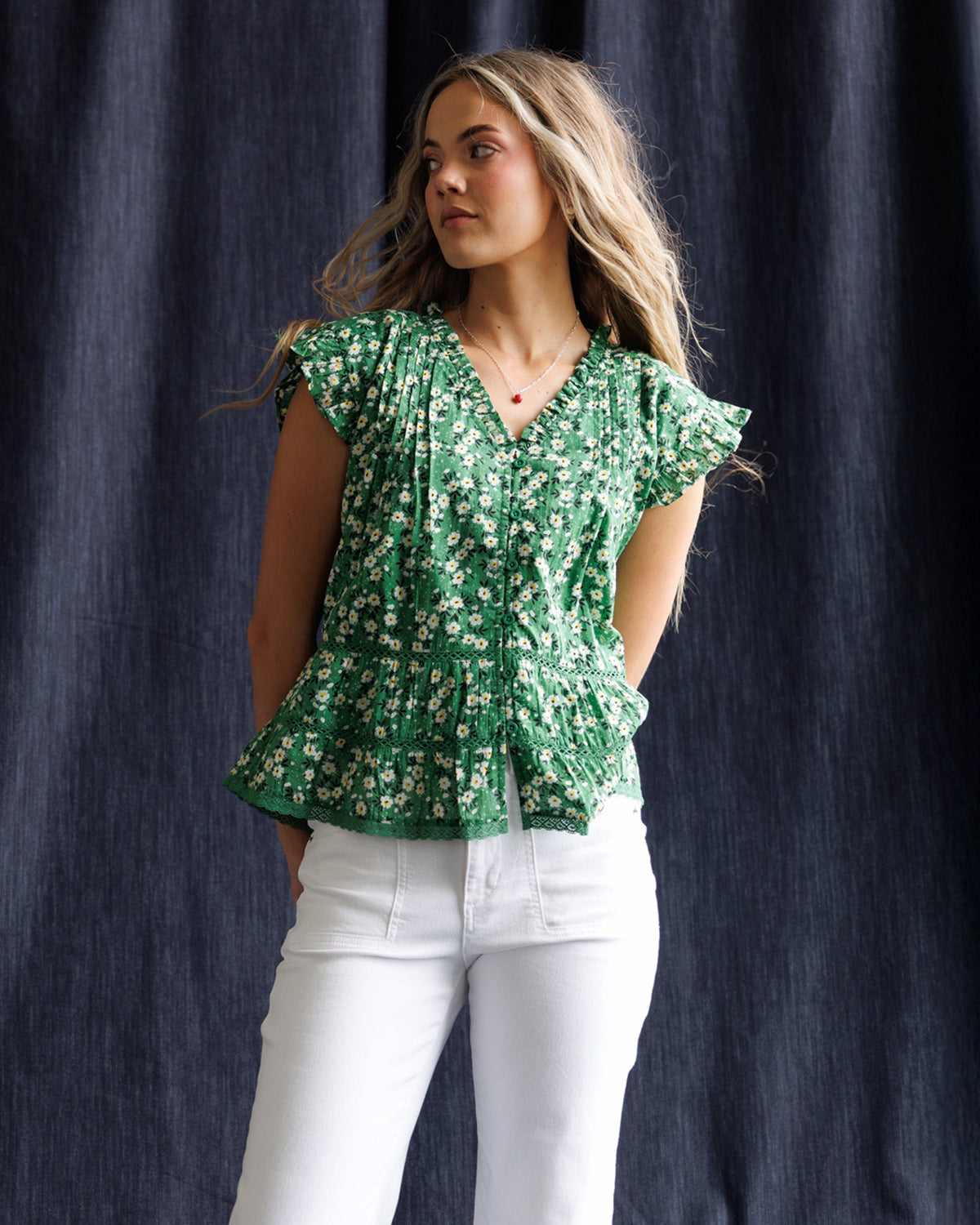 Glow Ahead Green Floral Peplum Blouse