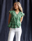 Glow Ahead Green Floral Peplum Blouse