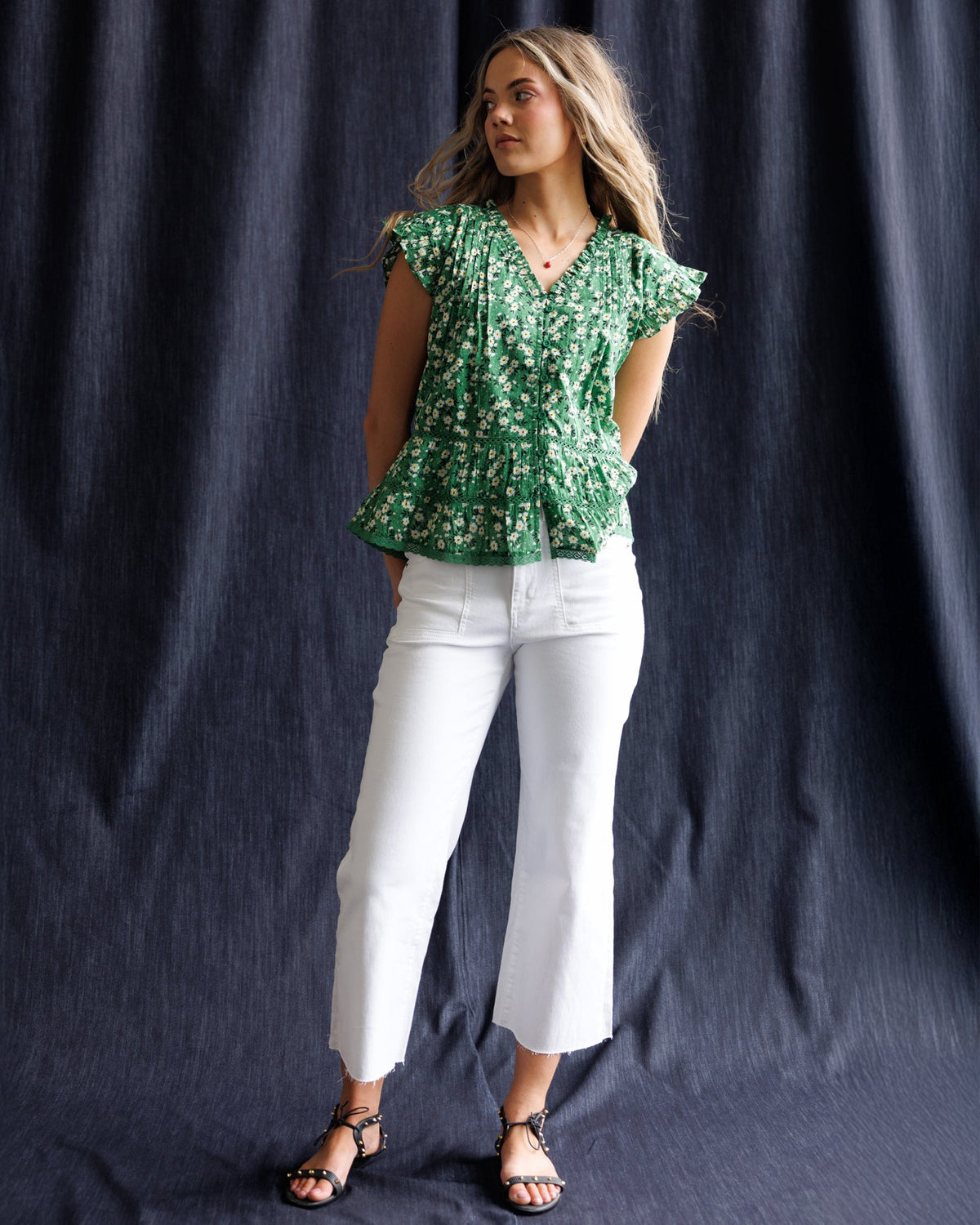 Glow Ahead Green Floral Peplum Blouse