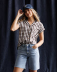 In Check Gingham Button Down Top